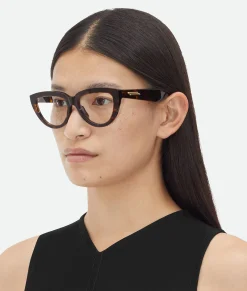 Bottega Veneta Classic Recycled Acetate Cat Eye Eyeglasses Havana/transparent Online