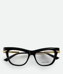 Bottega Veneta Classic Recycled Acetate Cat Eye Eyeglasses Black/transparent Outlet