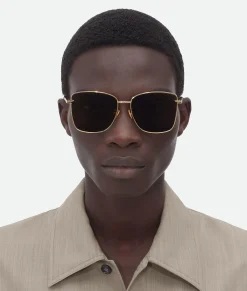 Bottega Veneta Classic Square Sunglasses Gold / Brown Best