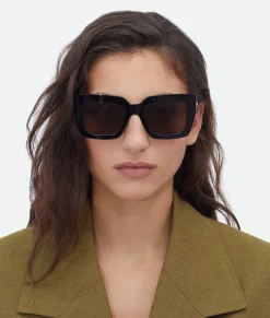 Bottega Veneta Classic Square Sunglasses Black / Grey New
