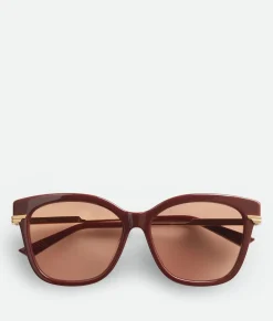Bottega Veneta Classic Square Sunglasses Burgundy/brown Clearance