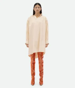 Bottega Veneta Compact Cotton Dress Seashell Best