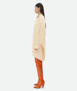 Bottega Veneta Compact Cotton Dress Seashell Best