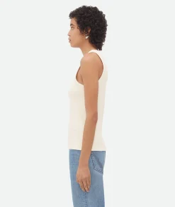 Bottega Veneta Compact Cotton Rib Jersey Tank Top Chalk Discount