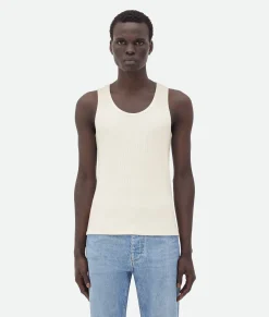 Bottega Veneta Compact Cotton Rib Jersey Tank Top Sea salt Discount
