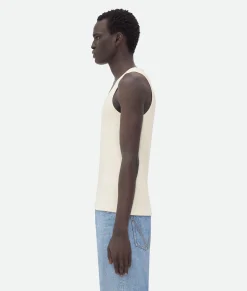 Bottega Veneta Compact Cotton Rib Jersey Tank Top Sea salt Discount