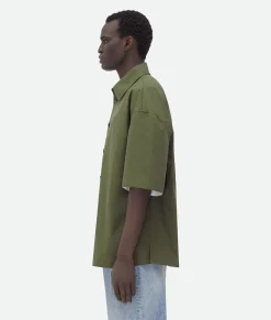 Bottega Veneta Compact Cotton Shirt Thyme Outlet