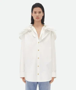 Bottega Veneta Compact Cotton Shirt With Knots White New