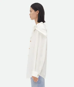 Bottega Veneta Compact Cotton Shirt With Knots White New