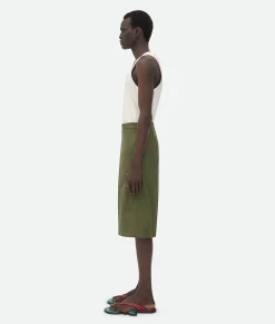 Bottega Veneta Compact Cotton Shorts Thyme Hot