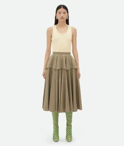 Bottega Veneta Compact Cotton Skirt Sand