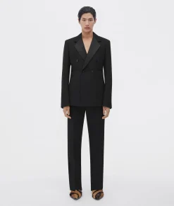 Bottega Veneta Compact Wool And Satin Jacket Black Clearance