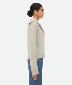 Bottega Veneta Compact Wool Cardigan Moon Hot