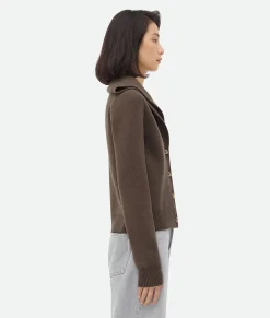 Bottega Veneta Compact Wool Cardigan Chestnut melange Hot