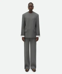 Bottega Veneta Compact Wool Jacket Cobblestone Hot