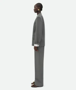 Bottega Veneta Compact Wool Jacket Cobblestone Hot