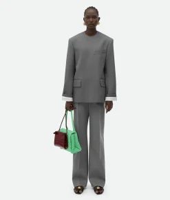 Bottega Veneta Compact Wool Jacket Cobblestone Hot
