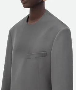 Bottega Veneta Compact Wool Jacket Cobblestone Hot