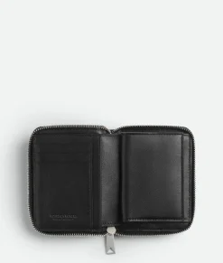 Bottega Veneta Compact Zip Around Wallet Black Sale