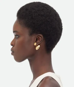 Bottega Veneta Concave Earrings Yellow gold Discount