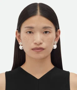 Bottega Veneta Concave Earrings Silver Clearance