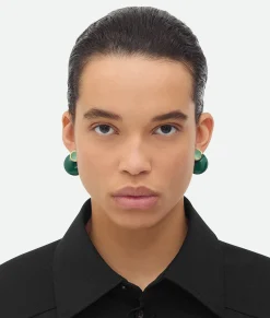 Bottega Veneta Concave Earrings Siren/petrol