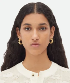 Bottega Veneta Concave Hoop Earrings Yellow gold Clearance