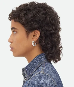 Bottega Veneta Concave Hoop Earrings Silver Clearance