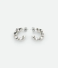 Bottega Veneta Concave Hoop Earrings Silver Clearance