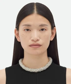 Bottega Veneta Concave Necklace Silver Clearance