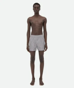 Bottega Veneta Cotton And Nylon Intreccio Swim Shorts Chalk/iron Best