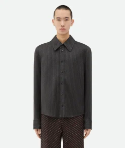 Bottega Veneta Cotton And Silk Stripe Shirt Fondant/red Sale