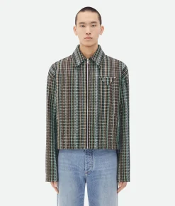 Bottega Veneta Cotton Check Jacket Black/brown/mint Sale