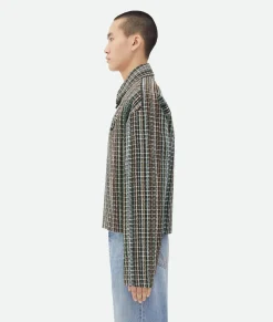 Bottega Veneta Cotton Check Jacket Black/brown/mint Sale
