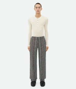 Bottega Veneta Cotton Check Trousers Black/brown/mint Clearance