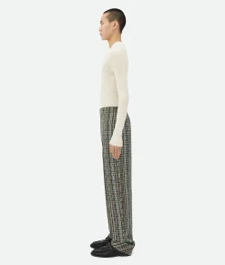 Bottega Veneta Cotton Check Trousers Black/brown/mint Clearance