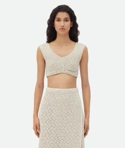 Bottega Veneta Cotton Crochet Bra Bone/cloud Sale