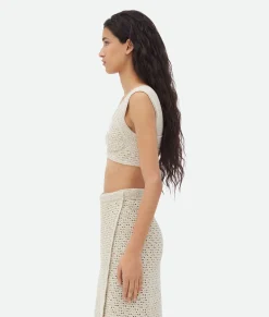 Bottega Veneta Cotton Crochet Bra Bone/cloud Sale