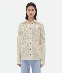 Bottega Veneta Cotton Crochet Shirt Bone/cloud Online