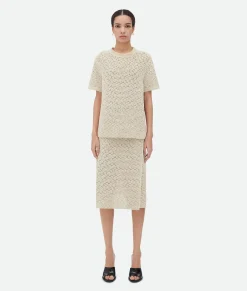 Bottega Veneta Cotton Crochet T-Shirt Bone/cloud Hot