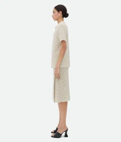 Bottega Veneta Cotton Crochet T-Shirt Bone/cloud Hot