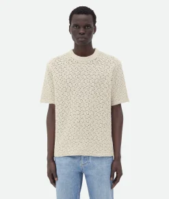Bottega Veneta Cotton Crochet T-Shirt Bone/cloud Best