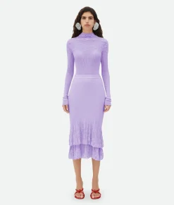 Bottega Veneta Cotton Flowers 2 In 1 Midi Skirt Amethyst Online