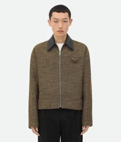 Bottega Veneta Cotton Frise Blouson Flax/beige/black New