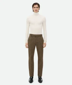 Bottega Veneta Cotton Frise Trousers Flax/beige/black Discount
