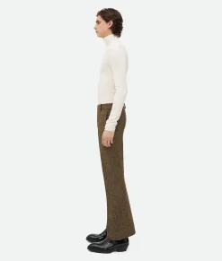 Bottega Veneta Cotton Frise Trousers Flax/beige/black Discount