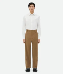Bottega Veneta Cotton Gabardine Cargo Trousers Dark sand Discount