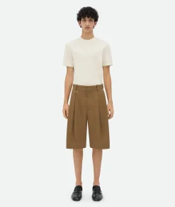 Bottega Veneta Cotton Gabardine Shorts Dark sand Hot