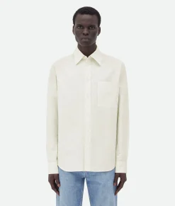 Bottega Veneta Cotton Linen Check Shirt With "BV" Embroidery Brown/bay leaf Hot