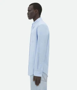 Bottega Veneta Cotton Oxford Relaxed Shirt Light blue / White Hot